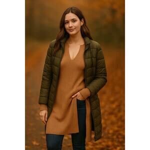 Ett:twa By Anthropologie SZ L Amrita Merino Blend V-Neck Long Ribbed Sweater